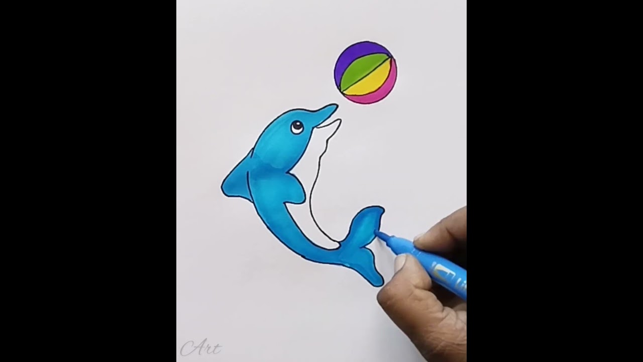 Playing Dolphin Drawing 