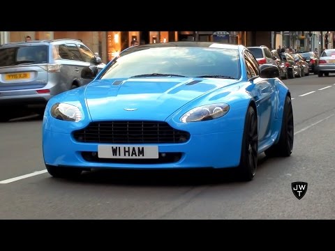 Baby Blue Aston Martin V8 Vantage In London! Start Up, Accelerations & Exhaust Sounds!