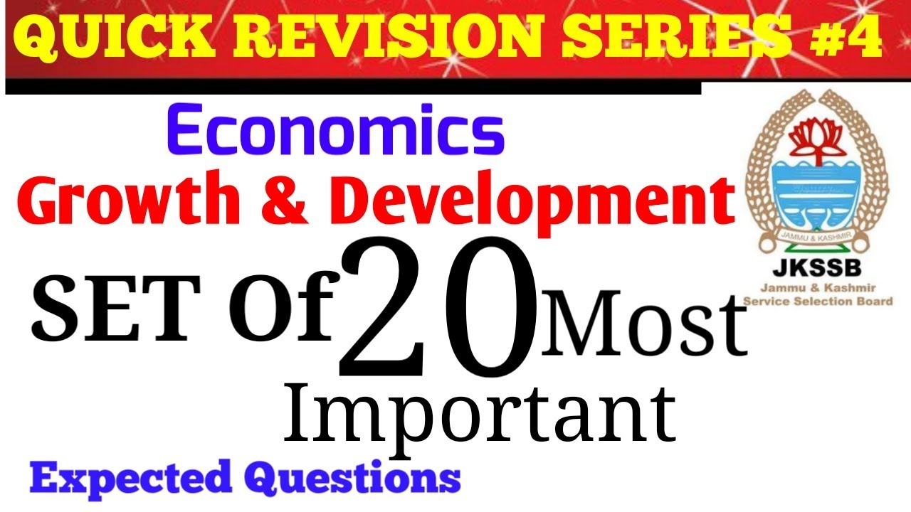 Important MCQ'S on Economic Growth & Development|JKSSB Finance Accounts Assistant|FAA|JSA|Economics