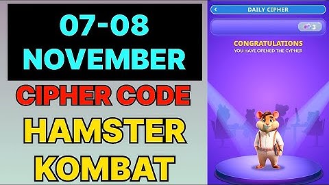 Hamster Kombat Dev Game Daily Cipher 07 & 08 November | Hamster Kombat Daily Cipher Code 7 November