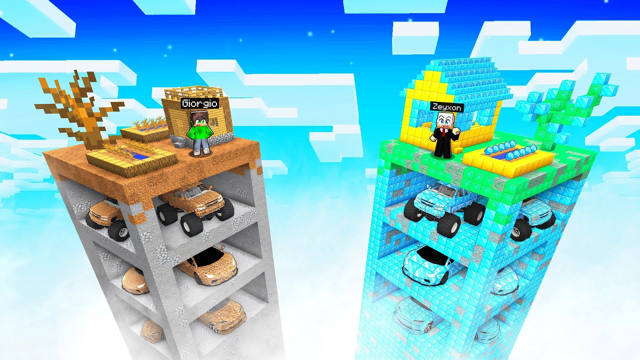 GARAGE POVERO contro GARAGE MILIONARIO su un CHUNK in Minecraft!
