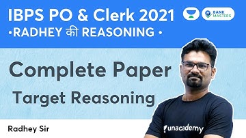 Complete Paper I Reasoning I SBI I IBPS PO & Clerk 2021 | Radhey Sir