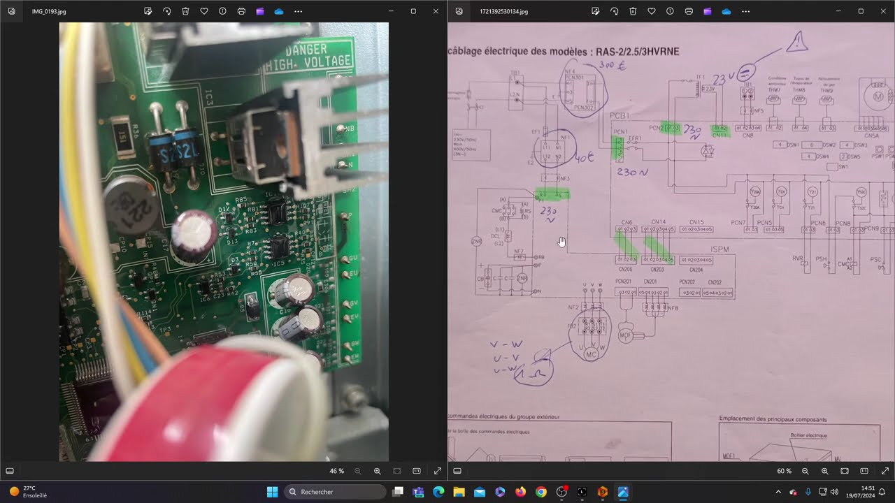 Comment diagnostiquer une panne de carte élec sur climatisation HITACHI modèle: RAS-2/2.5/3HVRNE