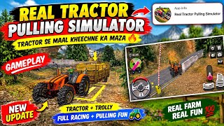🚜 Real Tractor Pulling Simulator Gameplay | Tractor + Trolley Challenge 😍 screenshot 2