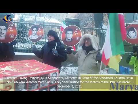 Iranians, MEK Supporters, Gathered in Stockholm in Cold, Sub-Zero Weather With Snow-December 2, 2021