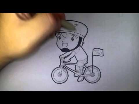 ปั่นจักรยาน bike for dad ปั่นเพื่อพ่อ วาดการ์ตูนกันเถอะ สอนวาดรูป Ep02