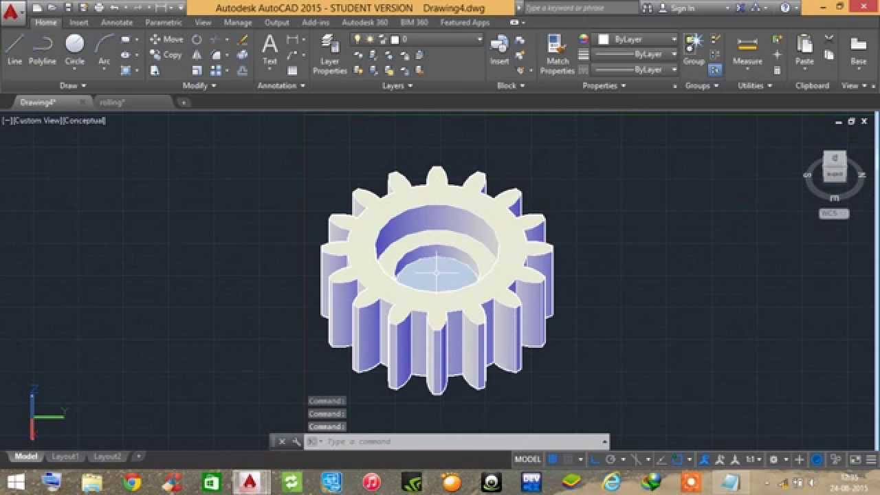 AutoCad 2022 3D Gear drawing how to YouTube