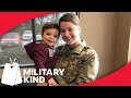 Military mom holds toddler in her arms again