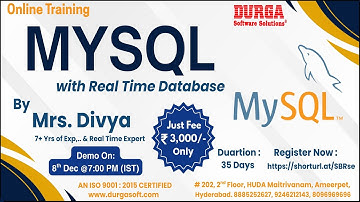 MYSQL with Real Time DataBase Online Training @ DURGASOFT