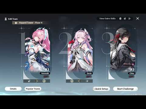 Wuthering Waves | Hazard Tower Floor 4 Full S0R1 Fusion Burst Team 75s Clear
