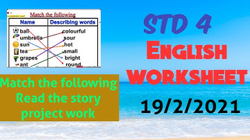 VICTERS CHANNEL STD 4 English worksheet 19/2/2021