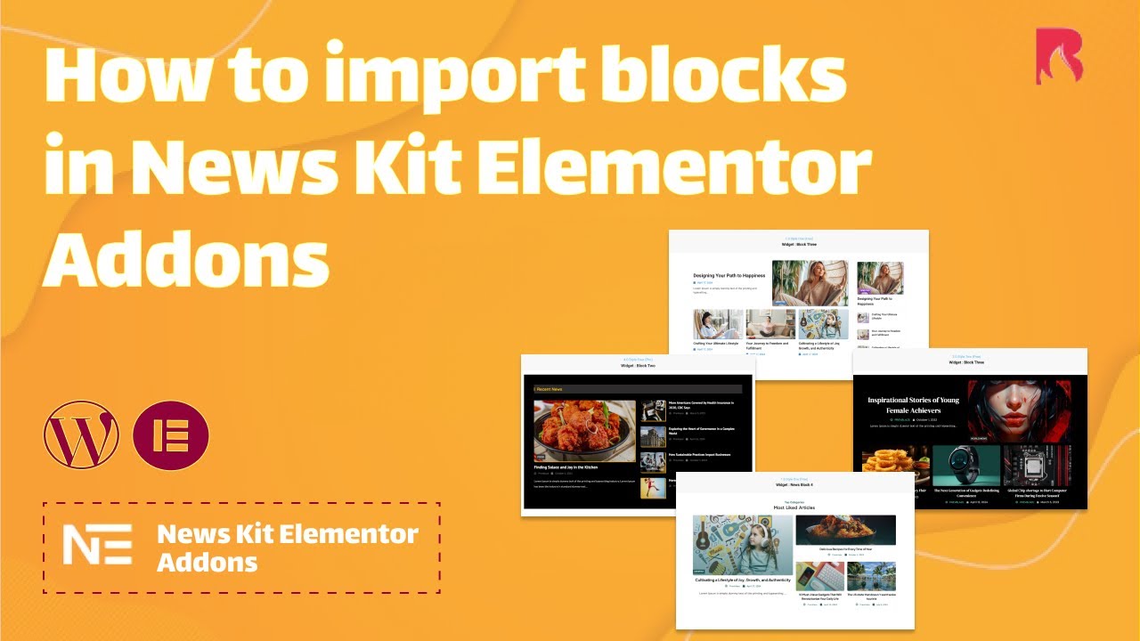 How to Import Blocks in News Kit Elementor Addons Plugin - YouTube