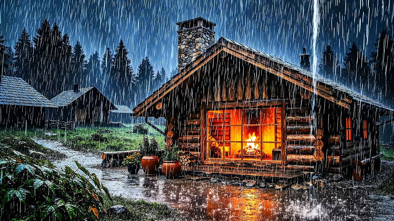Raging Night Storm 🌧️💨 Intense Rain on Rustic Shingles + Howling Wind | Fall Asleep in 5 Minutes