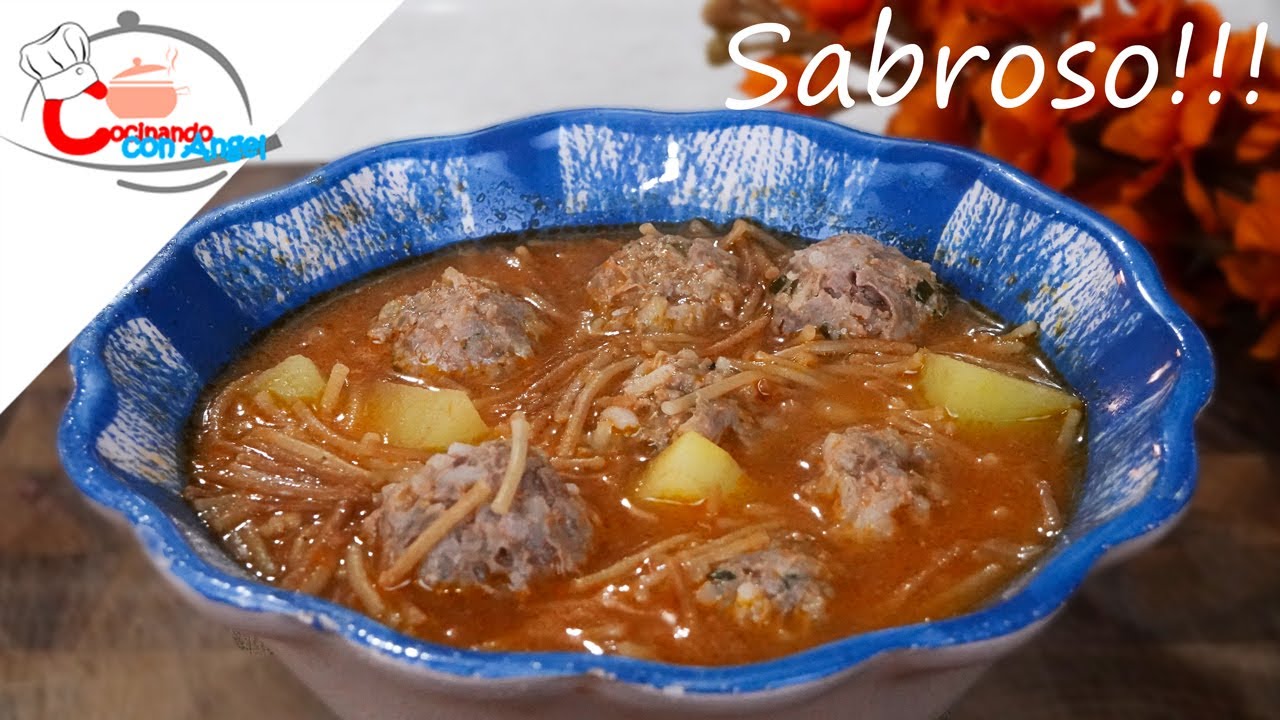 Sopita de Fideos Con Albondigas | Cocinando con Angel