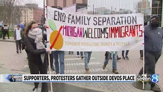 Pro-immigrant rally held during Trump’s visit to Grand Rapids