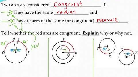 Determining if two arcs are congruent