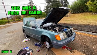 Part 6 Mercedes W124 300E How to Easily Replace a Steering Idler Arm with The Exhaust in The Way!