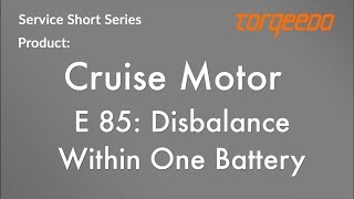 Torqeedo Cruise Motor E 85: Disbalance Within One Battery