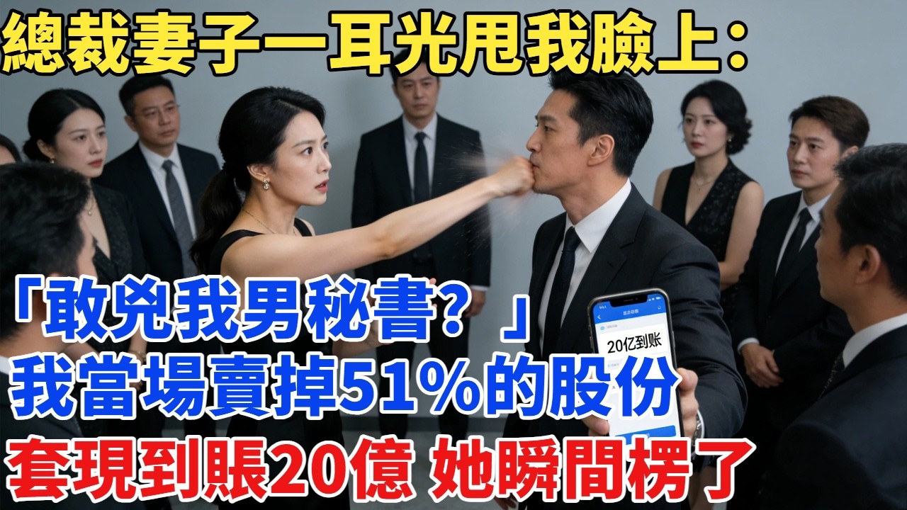 總裁妻子一耳光甩我臉上：「敢兇我男秘書？」四周的賓客都在看戲，我當場賣掉51%的股份，套現到賬20億，她瞬間楞了 #故事#故事分享#小说#爽文#情感#情感故事#家庭