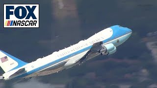 Air Force One, carrying Grand Marshal President Trump, has arrived in Daytona | NASCAR ON FOX