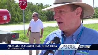 St. Lucie County mosquito control sprays along A1A on Hutchinson Island