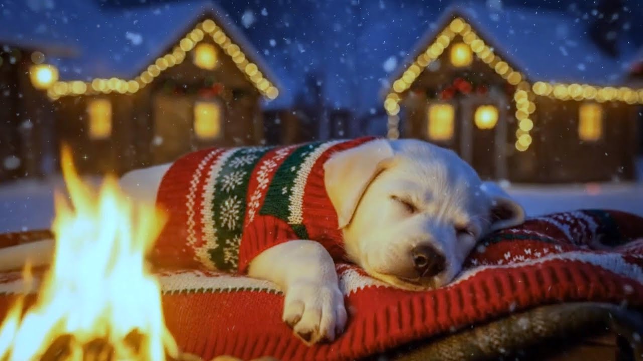 LIVE 12 Hours Dog Relaxation Music 🐾❄️ Snowy Fireplace Comfort for Anxiety Relief Sleep Calm