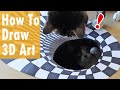Cats vs Indoor Sinkhole | How to draw 3D trick art 猫ドッキリ!トリックアートの描き方