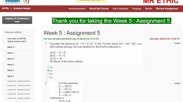 NPTEL Compiler Design Assignment week 5 Answers | Compiler Design Assignment Week 5 Answers