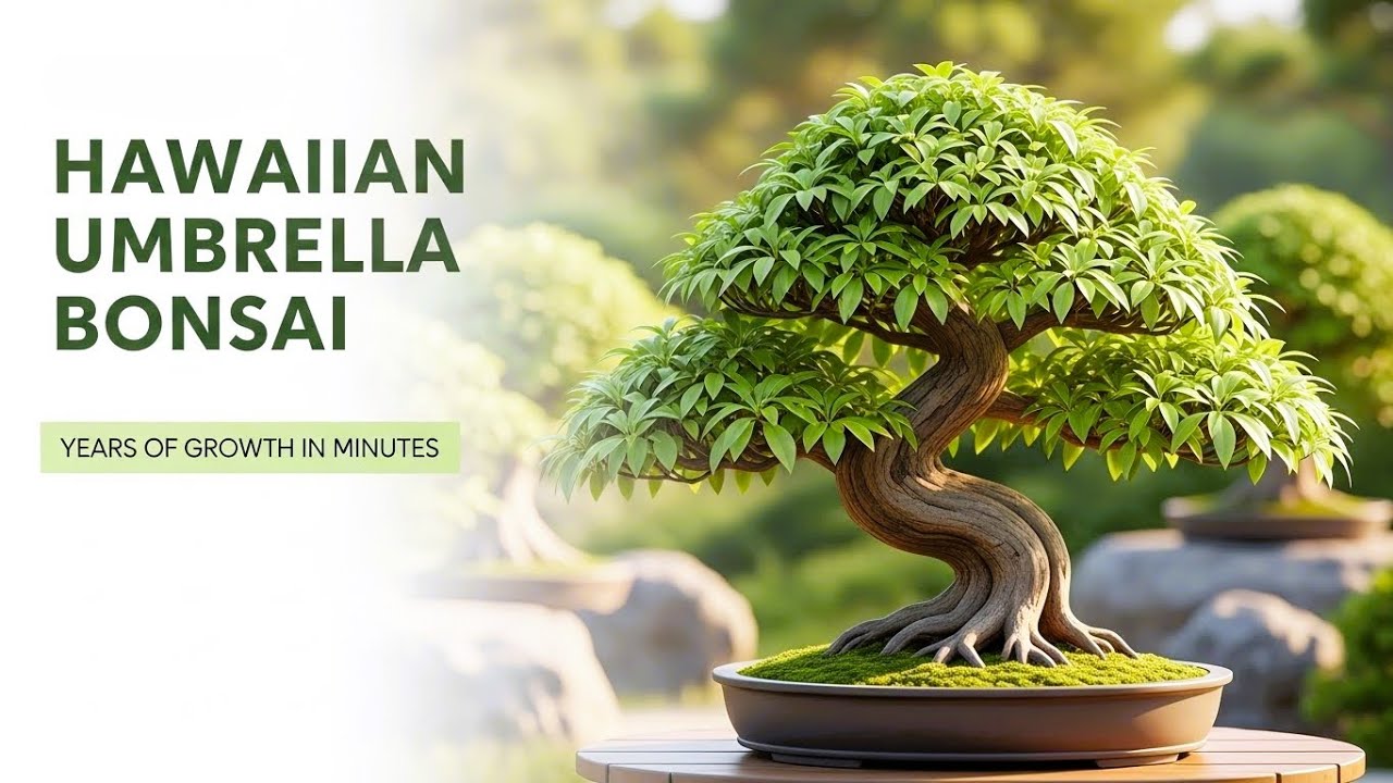 Hawaiian Umbrella Bonsai Growth – From Cutting to Tropical Masterpiece