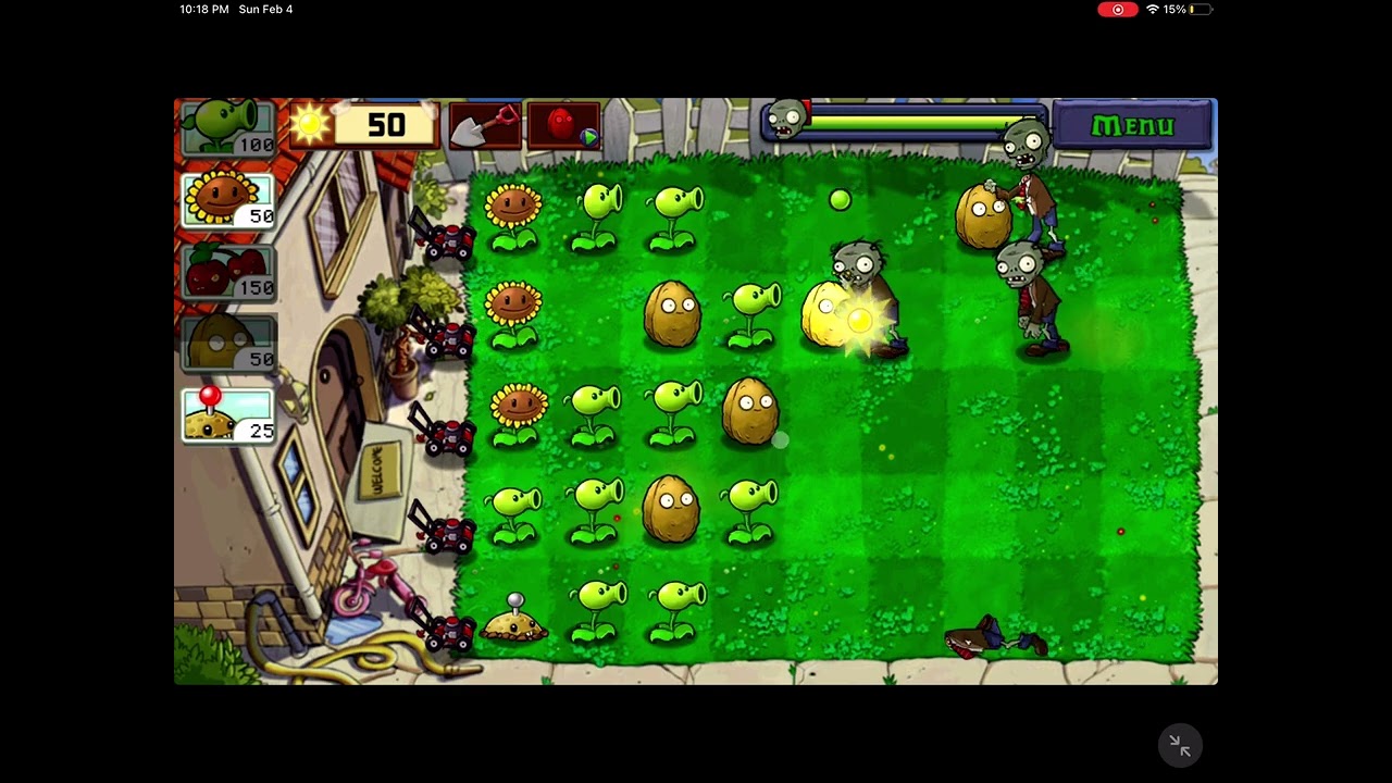 playing plants vs zombie og level 5 🧠