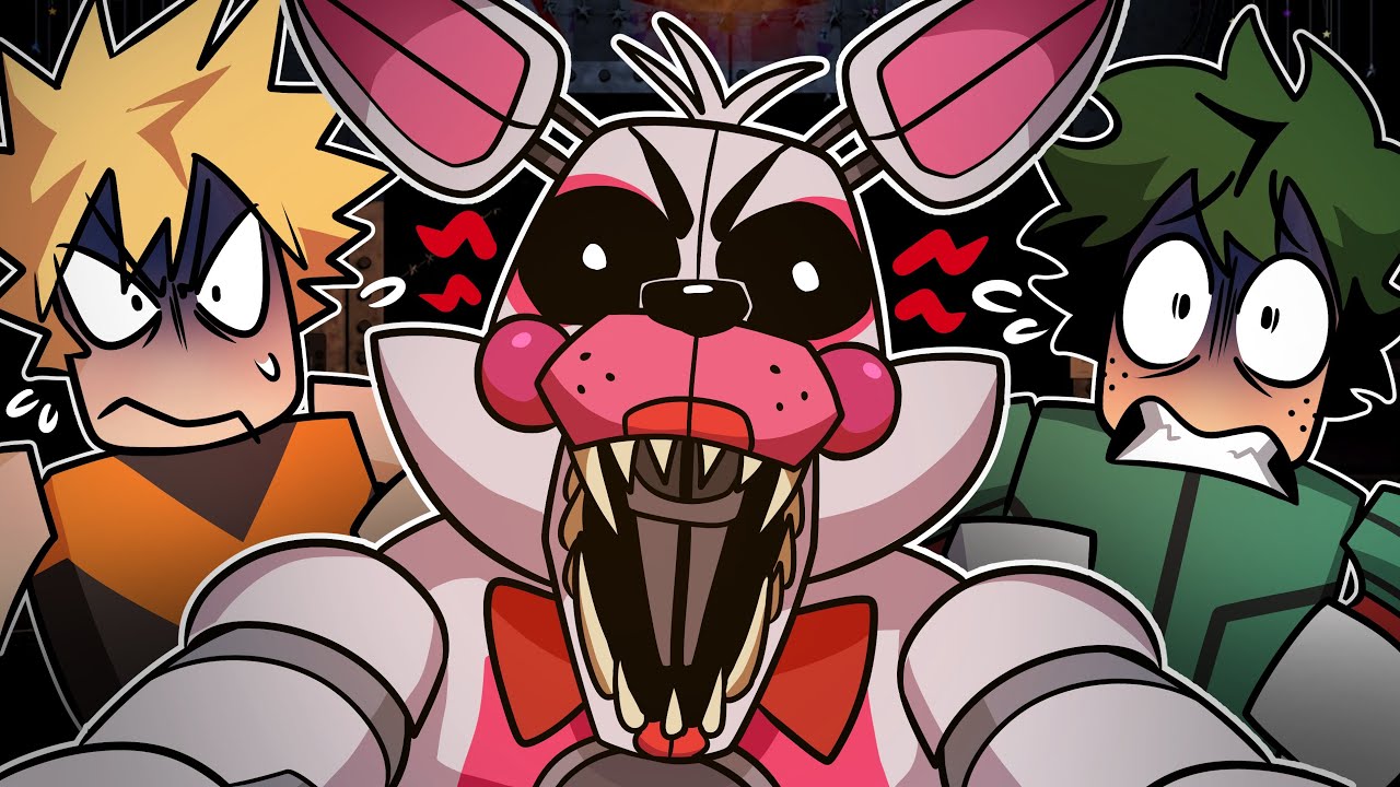 MHA Voice Actors Visit the SISTER LOCATION in Roblox Five Nights at Freddy's...
