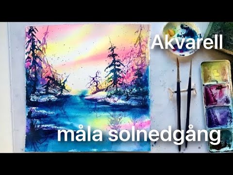 Akvarell solnedgång - målning för nybörjare