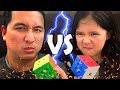 Dad vs 7 year old daughter  rubiks cube head to head challenge