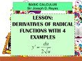 DERIVATIVES OF RADICAL FUNCTIONS | BASIC CALCULUS | TAGLISH