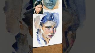 25 mins watercolor portrait in 1 min!‍♀ #watercolor #painting #speedpaint #portrait