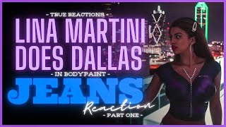 Bodypaint Jeans Reaction model  Lina Martini Does Dallas part one