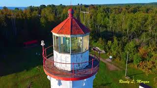 DRONE OVER STURGEON POINT LIGHTHOUSE HARRISVILLE MICHIGAN. #drones #lighthouse #michigan #lakehuron