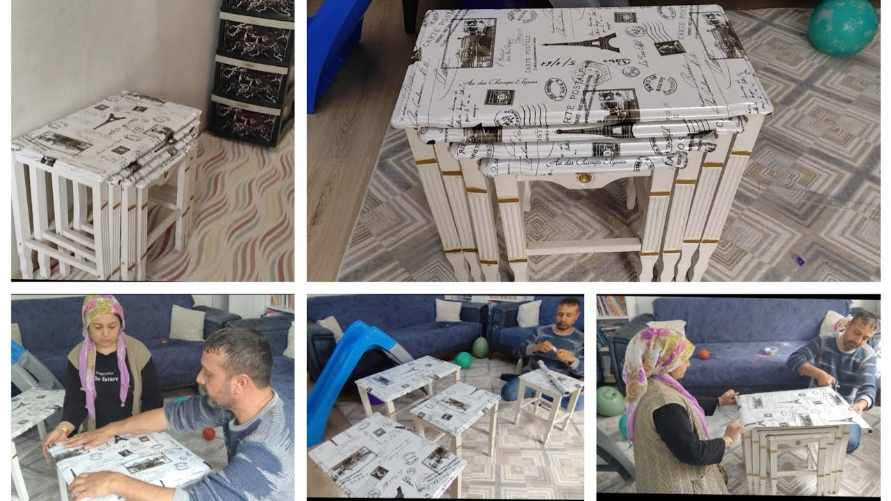 100 TL MALİYETLE SEHPAMIZI YENİLEDİK👍ESKİYİ ATMAK YERİNE DEĞERLENDİRDİK♥️SEHPAYA KAPLAMA YAPTIK♥️