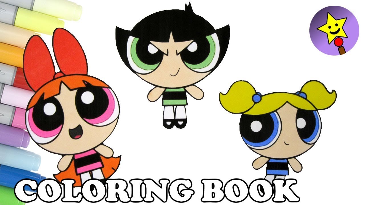Powerpuff Girls Coloring Book Bubbles Blossom Buttercup Coloring Page for Kids Art