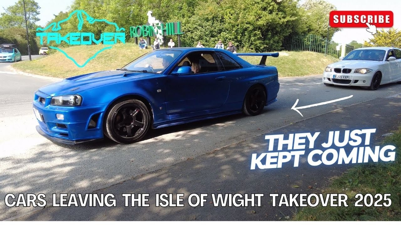 Cars Leaving The Isle of Wight Takeover 2025 At Robin Hill