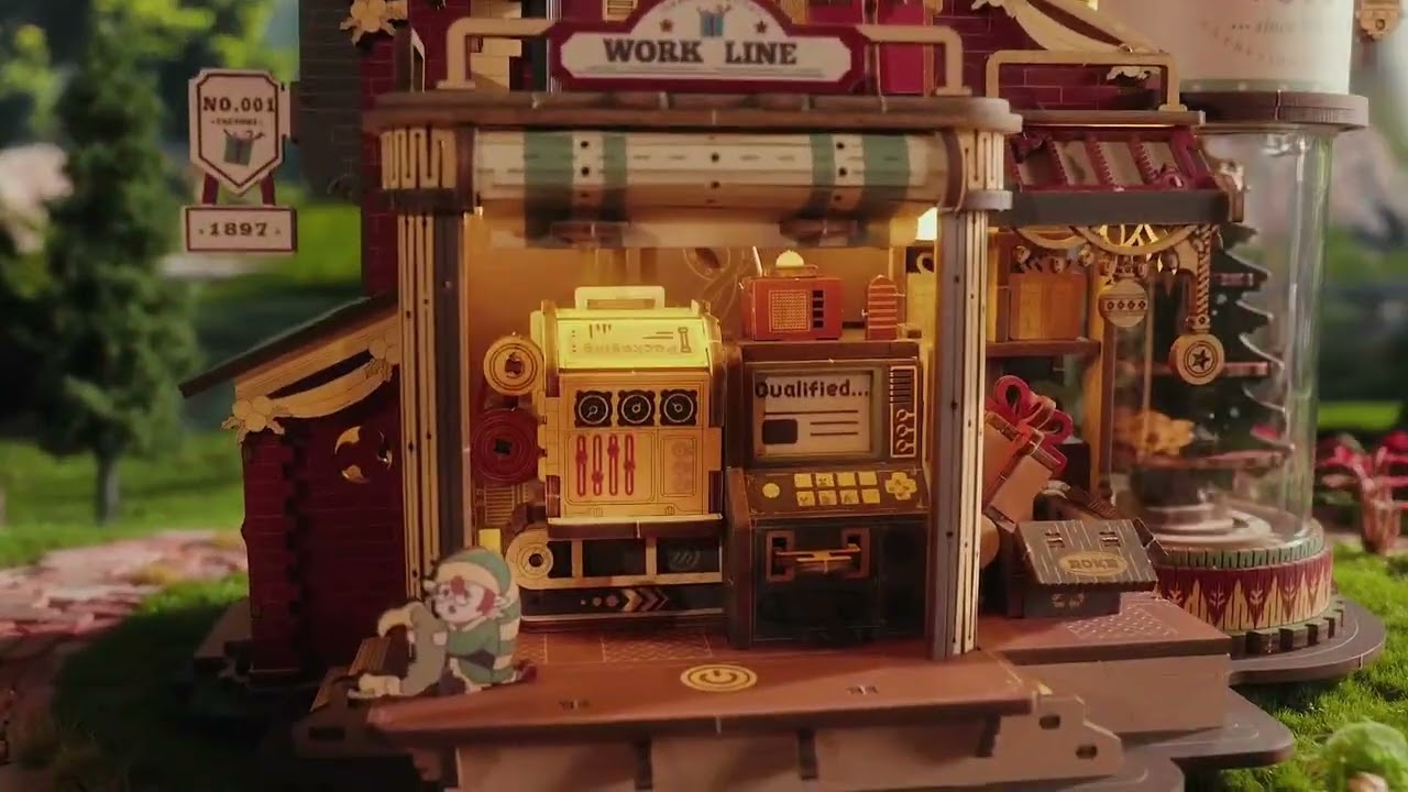 Robotime Rokr Wooden Music Box Christmas Dream Gift Factory 3D