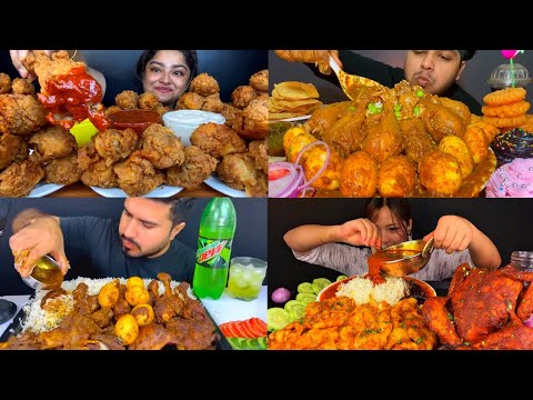 ASMR; EATING SPICY*CHICKEN CURRY,MUTTON/MUTTON FAT/EGG CURRY,RICE EATING CHALLENGE MUKBANG 2X