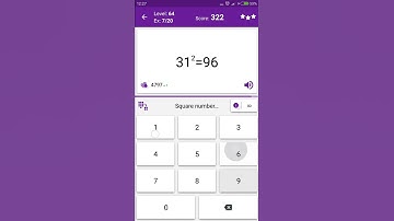 Math Tricks - Training mode - square numbers between 30 and 39 - level 064 (Number Keyboard)