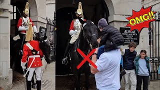 NOT TOO CLOSE! STUPID FATHER  PUTS CHILD IN DANGER! | HORSE REACTS TO HIS FAVOURITE GUARD!