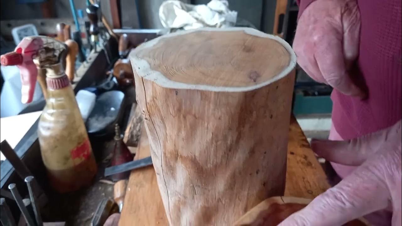 217) Showing How Easy It Is To Smooth A Very Hard Piece Of Yew With A