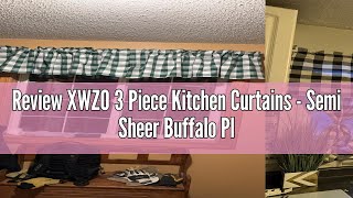 Review XWZO 3 Piece Kitchen Curtains - Semi Sheer Buffalo Plaid Tier and Valance Window Curtain Set,