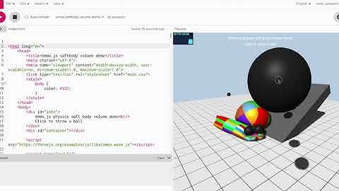 ammo.js softbody demo on p5 editor cannon ball game Lv1 sample source linked