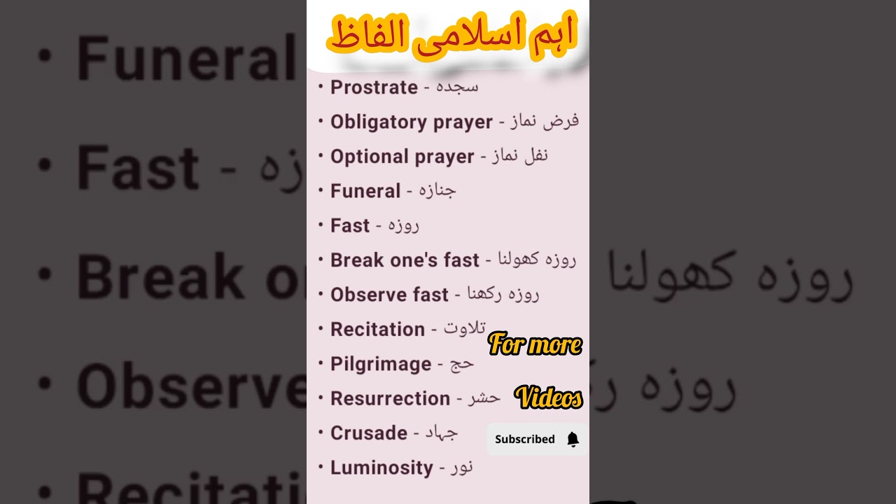 Learn +10 Islamic Words in English with Urdu Translations | Beginner's Guide
