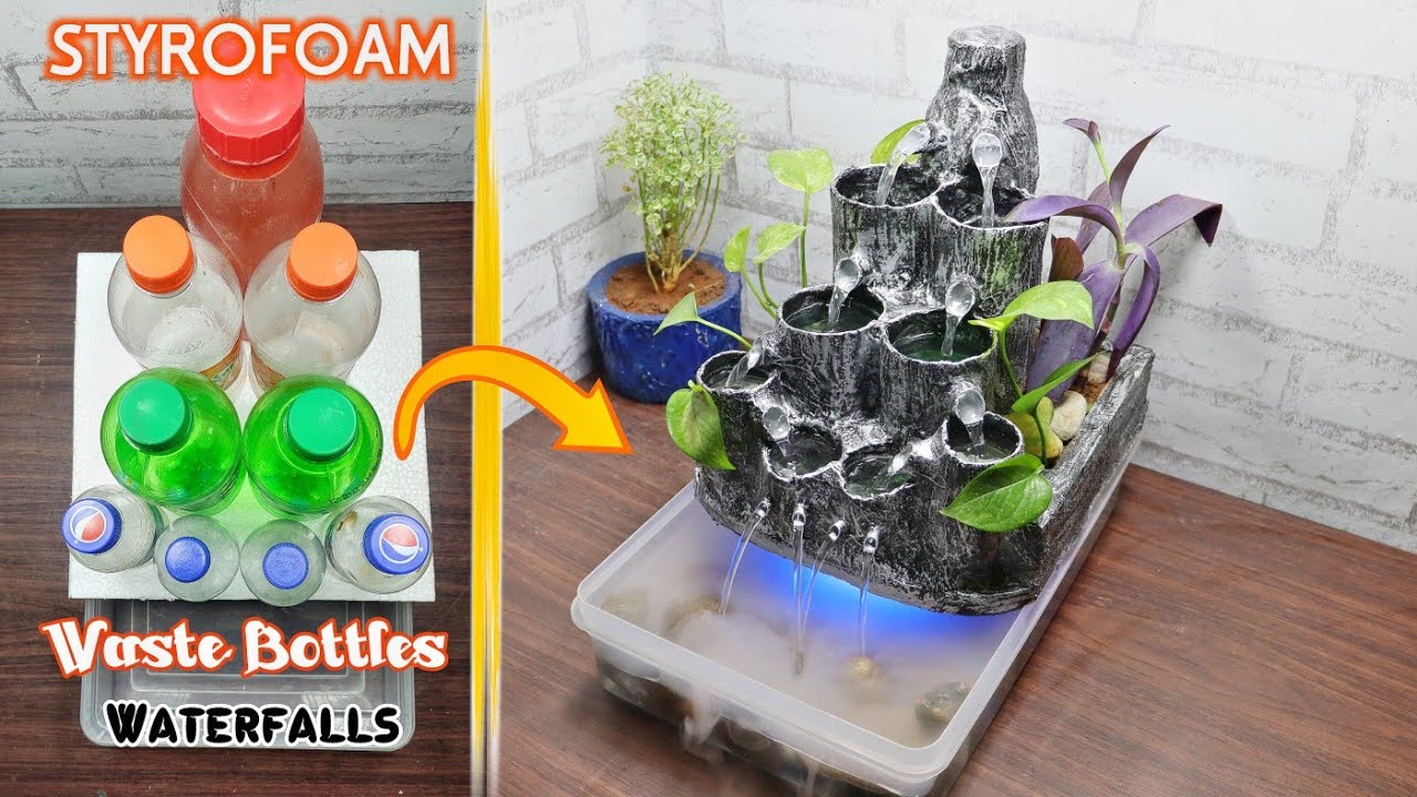 Awesome Beautiful Indoor Desktop Water Fountain Using Plastic Bottles ...