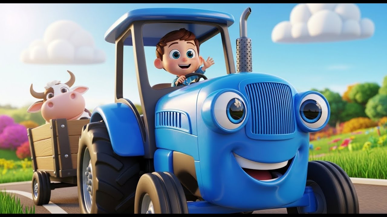 Blue Tractor Song 🚜 | Farm Animal Adventure with Rooster, Sheep, Cow & Frog